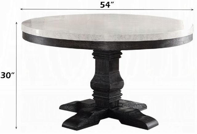 ACME Furniture Nolan Round White Marble Top Dining Table with Salvage Dark Oak Base-2