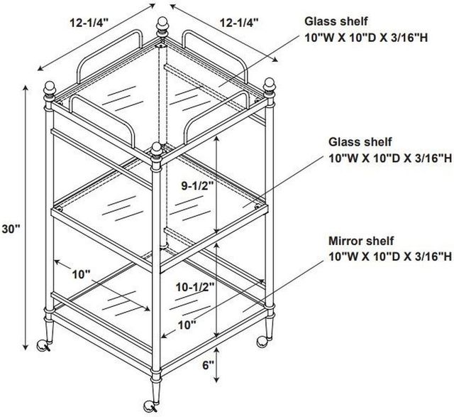Linon Pinnacle Chrome and Glass Cart-2