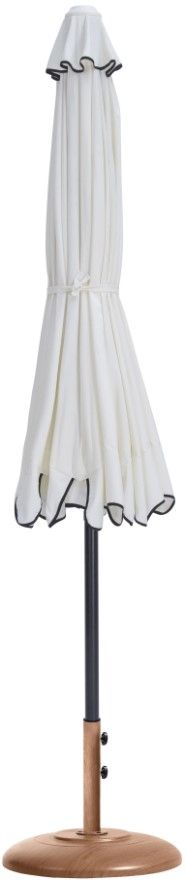 Meridian Furniture Amalfi White/Matte Black/Teak Aluminum Outdoor Patio Umbrella and Round Base-1