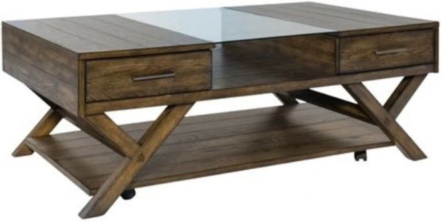 Liberty Furniture Lennox Weathered Chestnut Display Cocktail Table-0