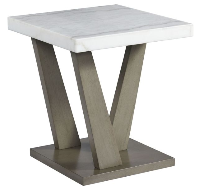 Elements International Greta White End Table with Gray Base-0