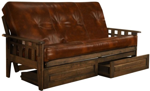 Kodiak Furniture Tucson Oregon Trail Saddle/Rustic Walnut Full Storage Futon with Mattress-0