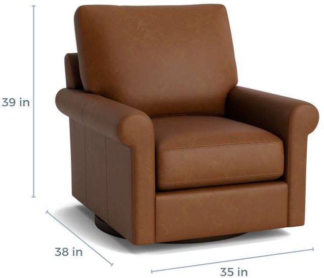 Bassett® Furniture Customizable True Custom® Leather Roll Arm Swivel Chair-4
