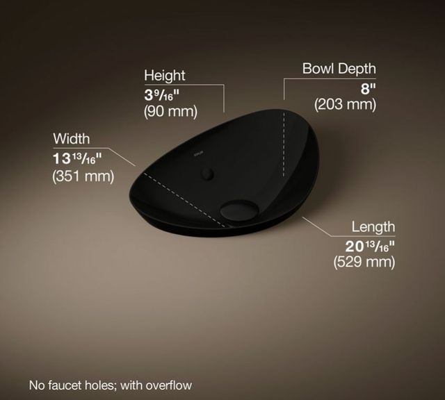 Kohler Veil™ Black 21" Oval Vessel Bathroom Sink-3