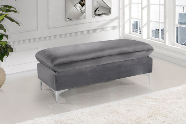 Meridian Furniture Naomi Grey Velvet Ottoman-1