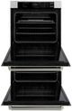 ZLINE Autograph Edition 30" Satin Stainless Steel with Polished Nickel Helix Handles Professional True Convection Double Wall Oven with Air Fry and Self Clean-2