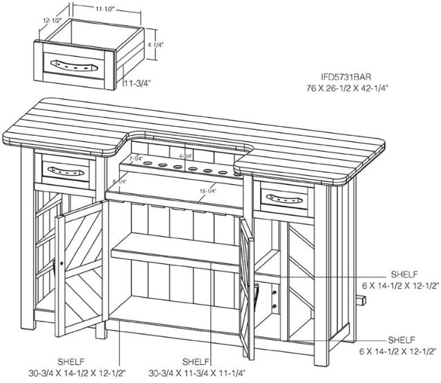 International Furniture Direct Dutton Brown Bar-2