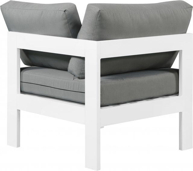 Meridian Furniture Nizuc Grey Waterproof Fabric Outdoor Patio Aluminum Corner Chair-1