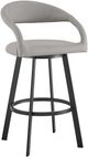 Armen Living Ramona Light Gray/Matte Black Swivel Bar Stool-0