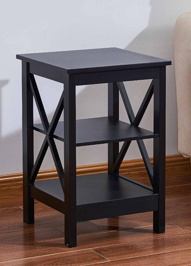 Milton Green Stars Black X-Side Panel End Table-0