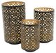 A & B Home Helena 3-Piece Matte Black/Gold Pierced Lantern Set-1