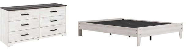 Signature Design by Ashley® Shawburn 2-Piece Whitewash/Charcoal Gray Queen Platform Bed Set-0