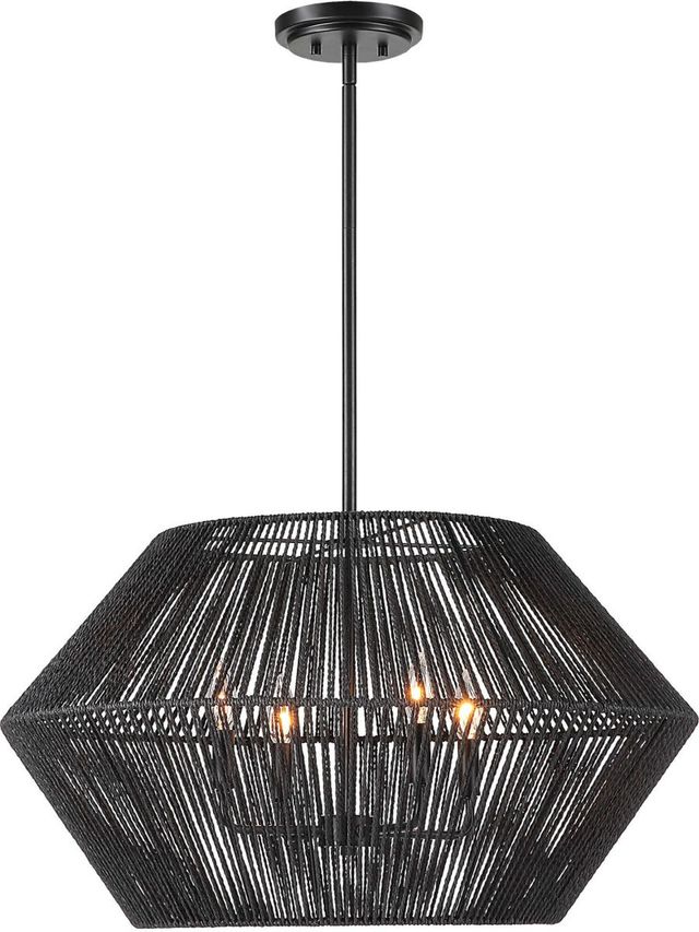 Uttermost® Suva Matte Black 4-Light Rope Pendant-0
