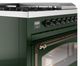 Ilve® Nostalgie II Noblesse 48'' Emerald Green Pro Style Dual Fuel Range with Burnished Trim-4