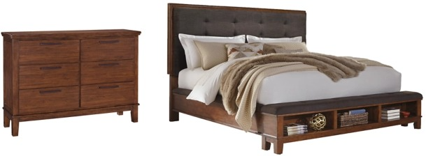 Signature Design by Ashley® Ralene 2-Piece Medium Brown California King Upholstered Panel Bed Set