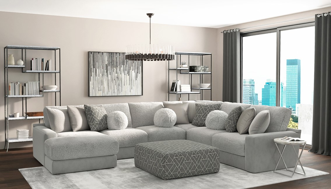 Jackson Furniture Canyon 5-Piece Gray/Platinum/Zinc Left-Arm Facing Sectional and Ottoman-2