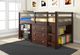 Donco Kids Study & Sleep Dark Cappuccino Youth Twin Low Loft with Desk, Chest and Bookcase-1