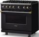 Viking® 5 Series 36" Onyx Pro Style Gas (NG) Range with Brushed Brass Trim-2