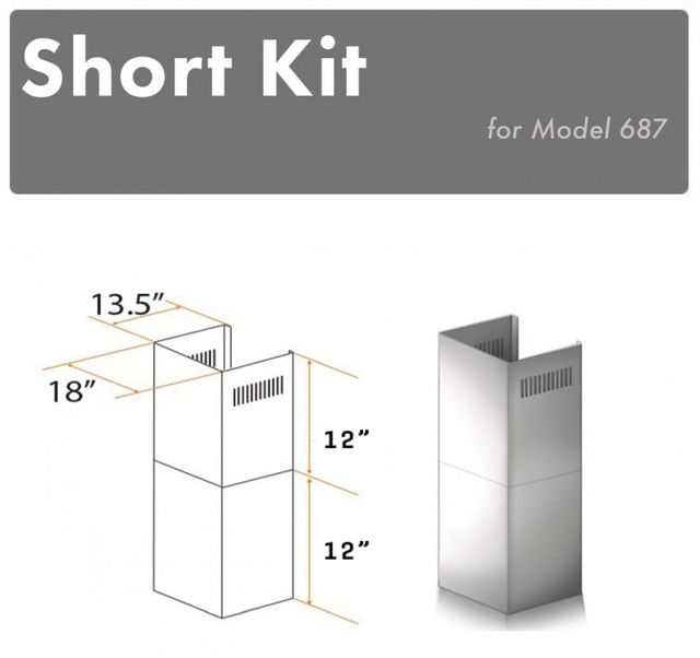 ZLINE 2 Piece 12" Stainless Steel Wall Hood Extension Kit-2