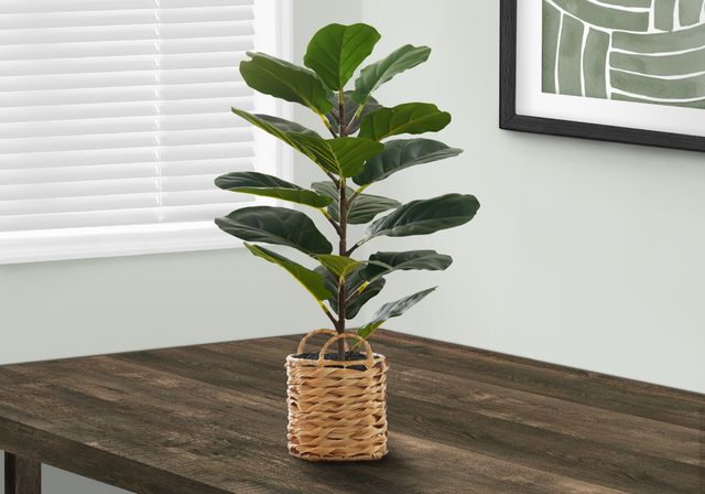 Monarch Specialties Inc. Green/Natural 28" Tall Artificial Potted Fiddle Tree-3