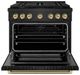 ZLINE Autograph Edition Paramount 36" Black Stainless Steel/Champagne Bronze Helix Handle Freestanding Gas Range with 6 Burner Cooktop and Convection Gas Oven-1