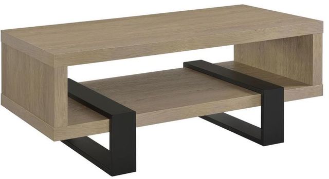 Coaster® Dinard Latte Coffee Table with Black Metal Base-0
