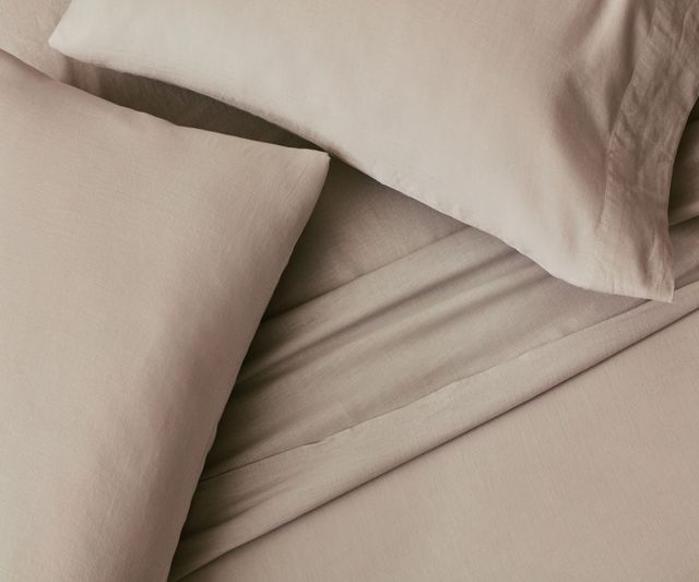Malouf® Linen-Weave Cotton Sand Queen Sheet Set-1