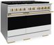 ZLINE Marino 48" Stainless Steel Pro Style Dual Fuel Range with White Matte Door and Polished Gold Accents-3
