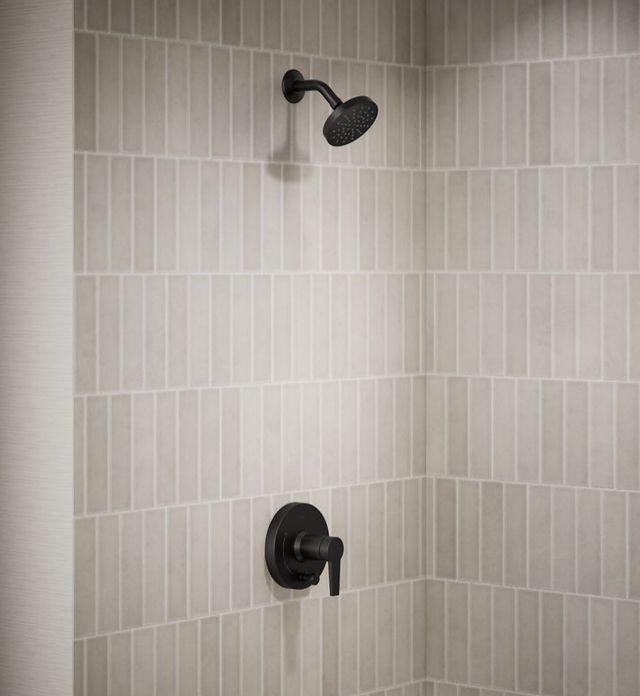 KOHLER® Pitch® Rite-Temp® Matte Black Shower Trim Kit with Push-Button Diverter, Less Showerhead-1