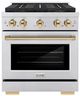ZLINE Autograph Edition Paramount 30" 4.2 Cu. Ft. Stainless Steel Gas Range with 4 Burner DuoPro™ Cooktop, Convection Gas Oven and Polished Gold Accents-0