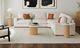 Elements International Sylvie White Faux Marble Top Coffee Table with Natural Base-1
