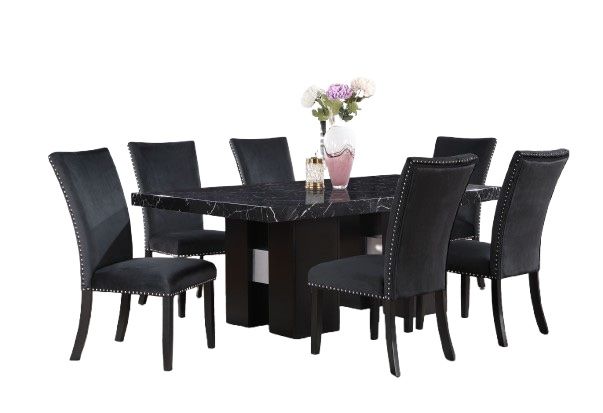 Global Furniture USA D03 7-Piece Black Dining Room Set-0