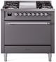 Ilve® Nostalgie II Series 36" Graphite Matte Pro Style Dual Fuel Range-0
