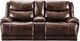 Ashley® Blairstown Chocolate Brown Power Reclining Loveseat with Console-0