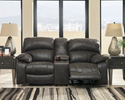 Signature Design by Ashley® Dunwell Steel Power Reclining Loveseat with Console and Adjustable Headrest-2