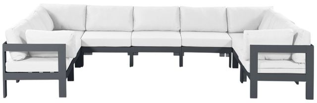 Meridian Furniture Nizuc 9-Piece Dark Gray/White Aluminum/Fabric Outdoor Patio Modular Sectional-0