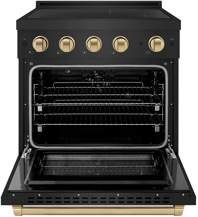 ZLINE Autograph Edition Paramount 30" Black Stainless Steel Pro Style Induction Range with Champagne Bronze Accents-1