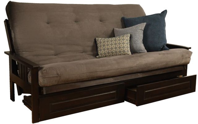 Kodiak Furniture Monterey Suede Gray/Espresso Queen Storage Futon with Mattress -0