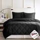 Olliix by Madison Park Essentials Larkspur Black and Black Twin/Twin XL 3M Scotchgard Reversible Down Alternative Comforter Set-1