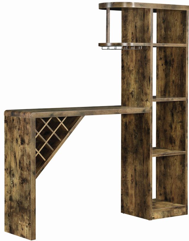 Coaster® Belvedere Antique Nutmeg Bar Table with 9-Bottle Wine Storage-3