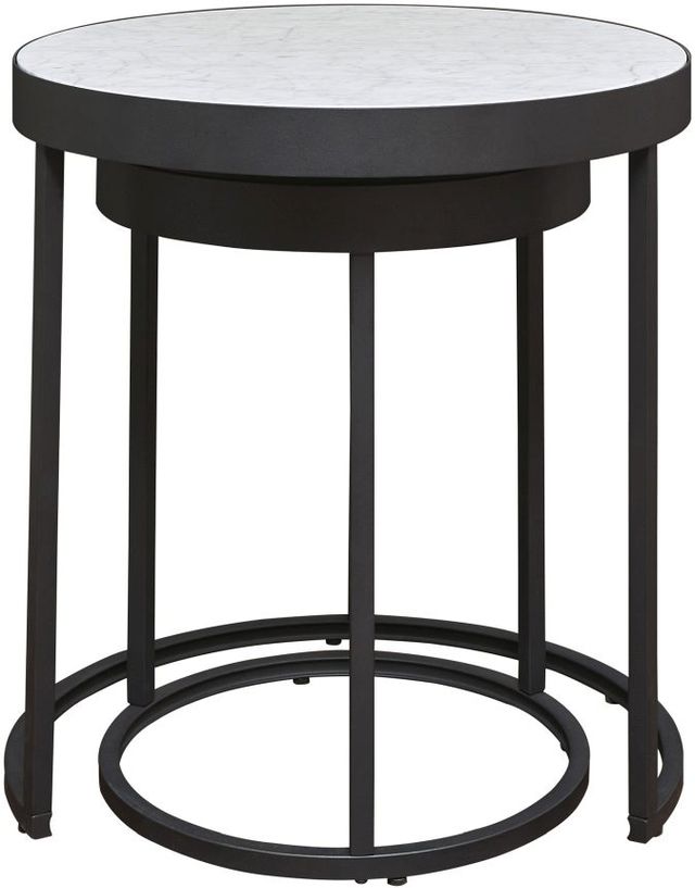 Signature Design by Ashley® Windron 2-Piece White Nesting End Table Set with Black Metal Base-0