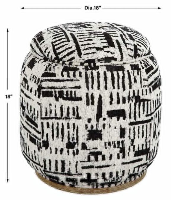 Uttermost® Dialogue Black/White Poof Ottoman-3