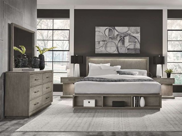 aspenhome® Platinum Gray Linen Landscape Mirror-3