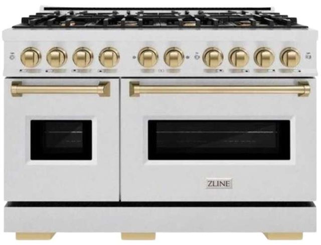 ZLINE Classic Autograph Edition 48" Satin Stainless Steel Pro Style Gas Range with Champagne Bronze Accents-0