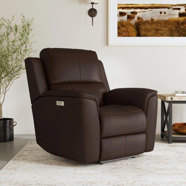 Flexsteel® Henry Dark Brown Power Recliner with Power Headrest and Lumbar-1