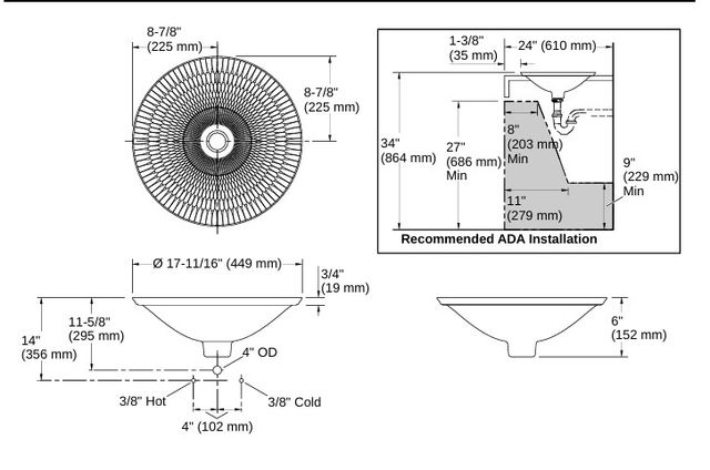 Kohler Derring® Carillon® Bourbon Rutile 17.75" Round Drop-In Bathroom Sink, No Overflow-2
