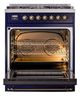 Ilve® Nostalgie II Noblesse 30'' Midnight Blue Pro Style Dual Fuel Range with Burnished Trim-1