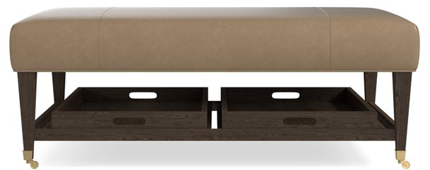 Bassett® Furniture Kara Leather Rectangular Ottoman with Tray-2