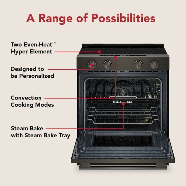 A pristine KitchenAid range showcasing easy cleanup features A pristine KitchenAid range showcasing easy cleanup features