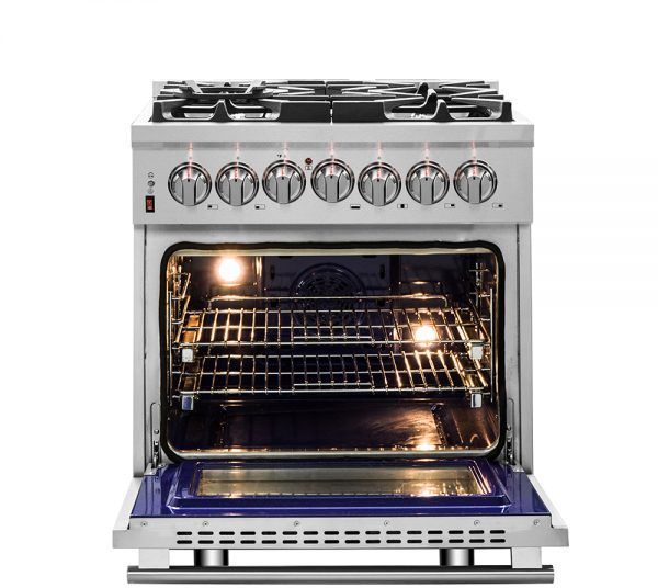 FORNO® Massimo 30" Stainless Steel Pro Style Dual Fuel Range-1